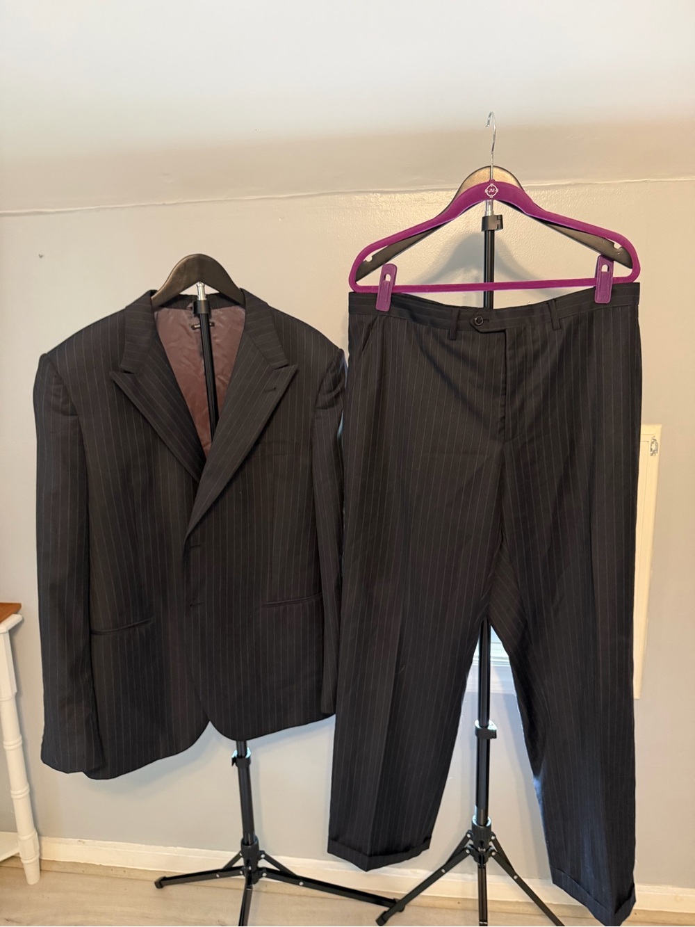 Giorgio Armani Black Label Pinstripe Wool Suit/46L